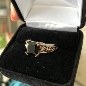 Look of Onyx Silver & Gold Ring